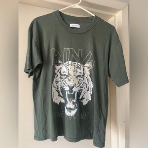 ANINE BING - Graphic Tiger Tee in Forest Green. Size M.